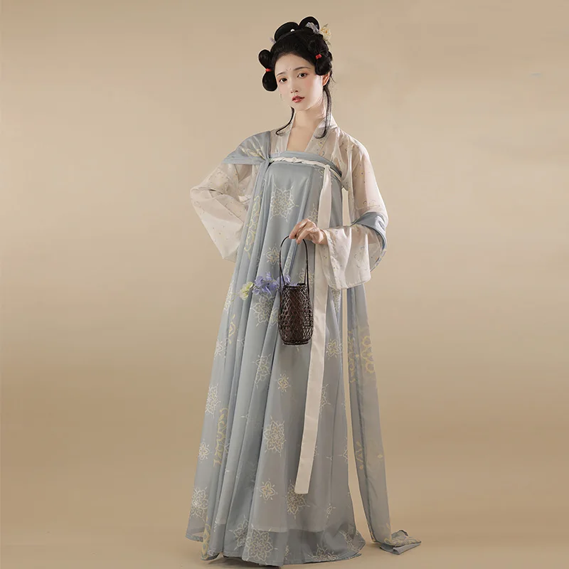 

Оригинальные женские платья XinHuaEase в старинном стиле ханьфу, костюм для народного танца династии Тан, летние нагрудные костюмы в китайском стиле с противоположными лацканами