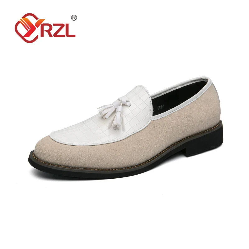 

YRZL Loafers Men Casual Slip-on Leather Moccasins Shoes High Quality Business Shoes Non-slip Driving Shoes for Men Size 38-48