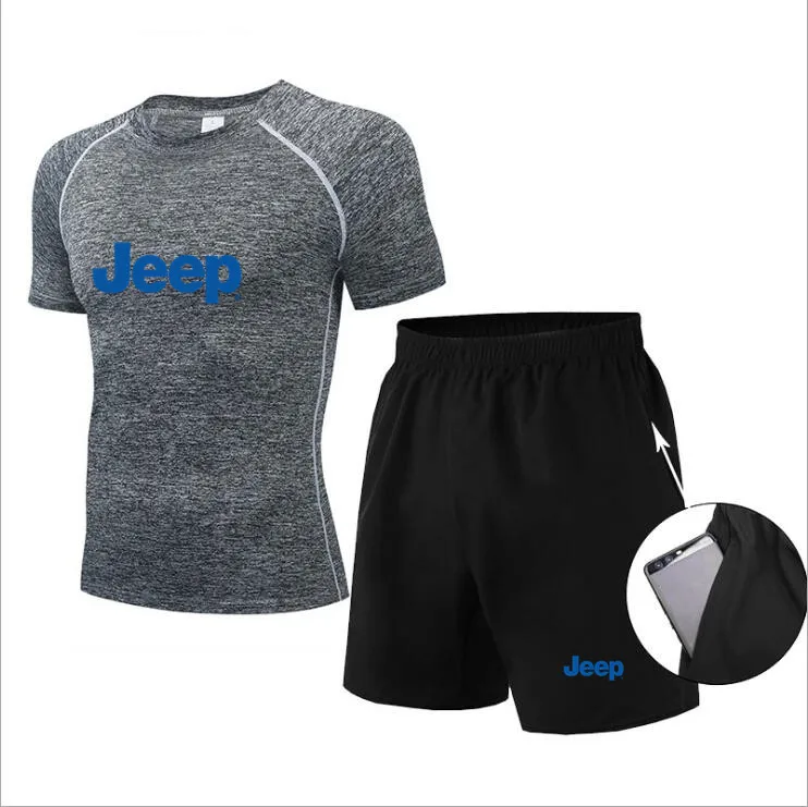 

New high-quality JEEO print Short-sleeved suit Men women's sports series Outdoor fitness Running sports quick-drying clothes
