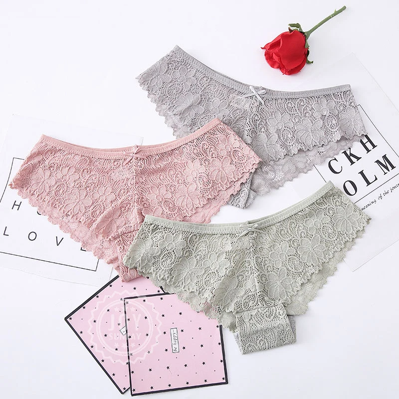 

Women's Panties Lace Sexy Low-Rise Underwear Plus Size Ice Silk Traceless Underpants Breathable Soft Ultra-Thin Lingerie Panty