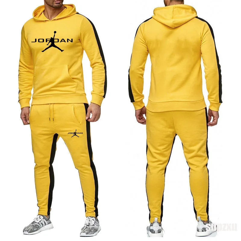 

Tracksuit Men's 2-Piece Set 2021 New Brand Autumn/Winter Print Hooded Sweatshirt + PantsPullover Hooded Sportswear Set Sports