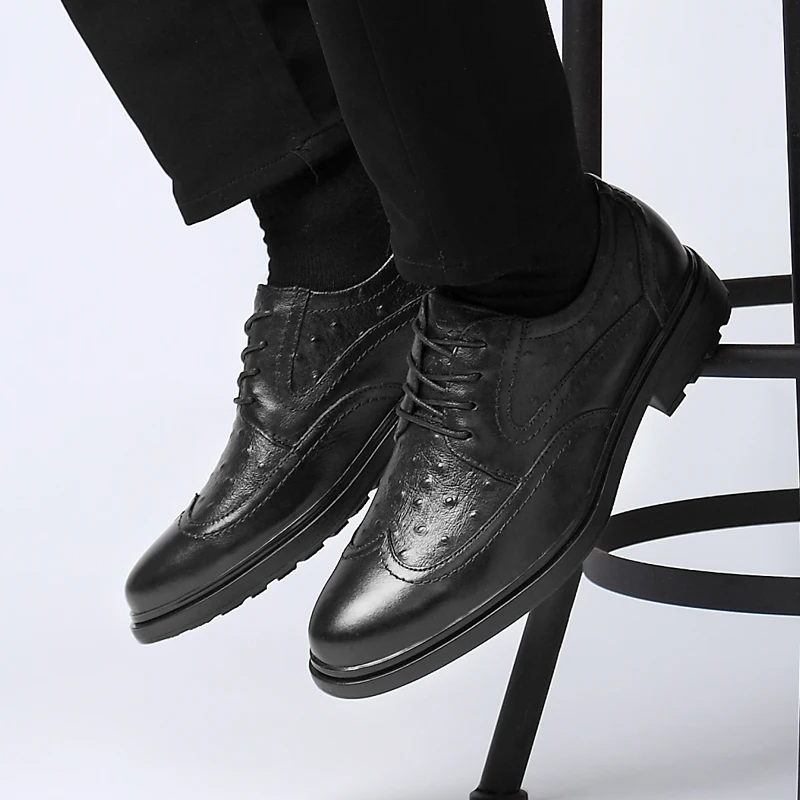 

Fashion genuine Leather shoes Men Dress Oxfords Shoes Men Lace Up Designer Luxury Men Formal Party for wedding Shoes big size 47
