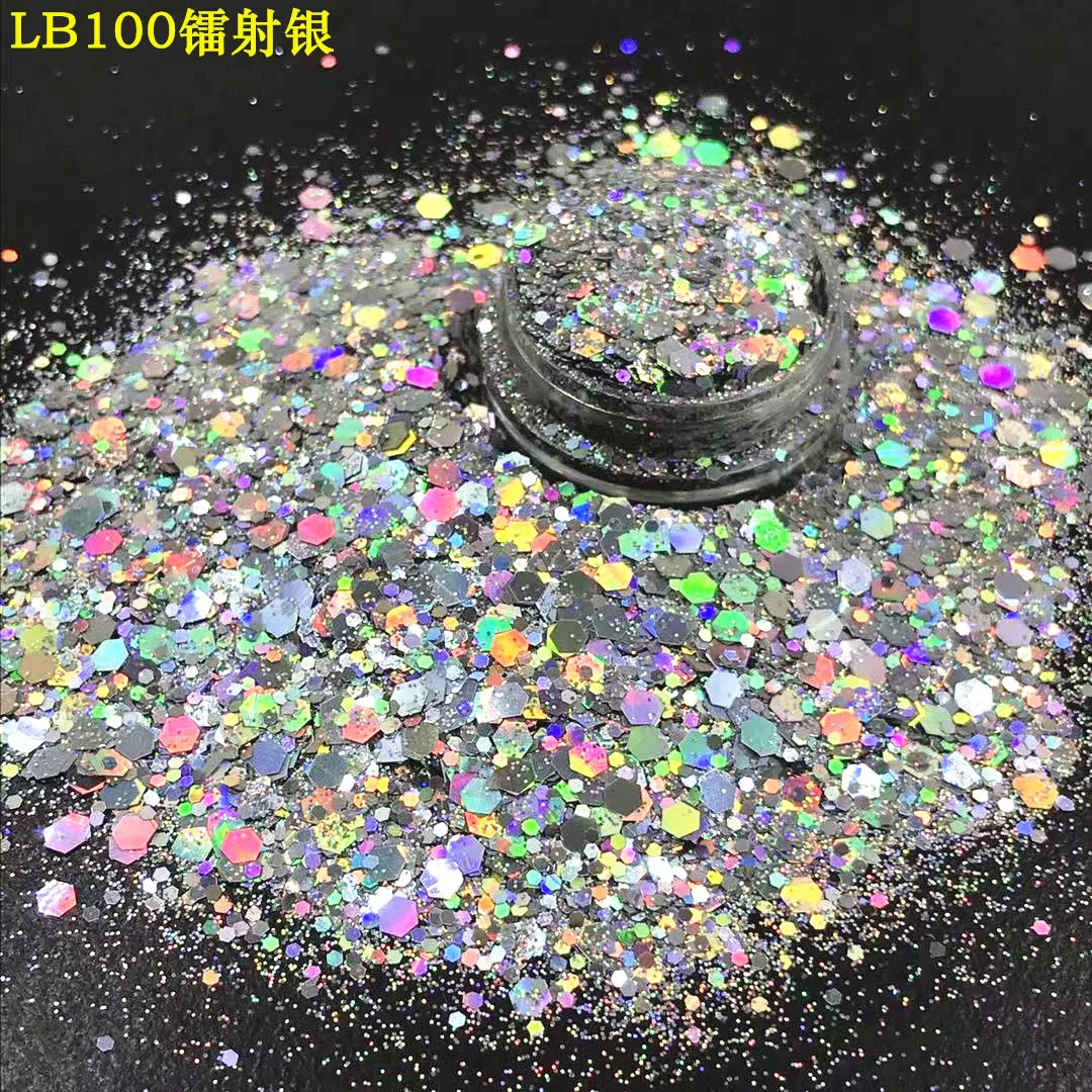

1 Bag 50g Holographic Glitter,COSMETIC GLITTER, Glitter for Nail Art Holographic mix 0.2-2.5mm fine chunky Holo Glitter (50g)