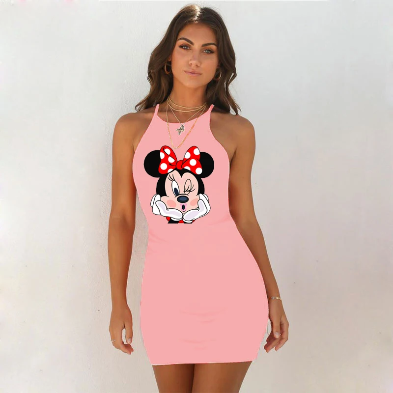 

Disney Bodycon Tank Dresses 2021 Vintage Mickey Mouse Printing Vest Mini Robe Femme Beach Party Dress Sexy Club Vestidos Casual