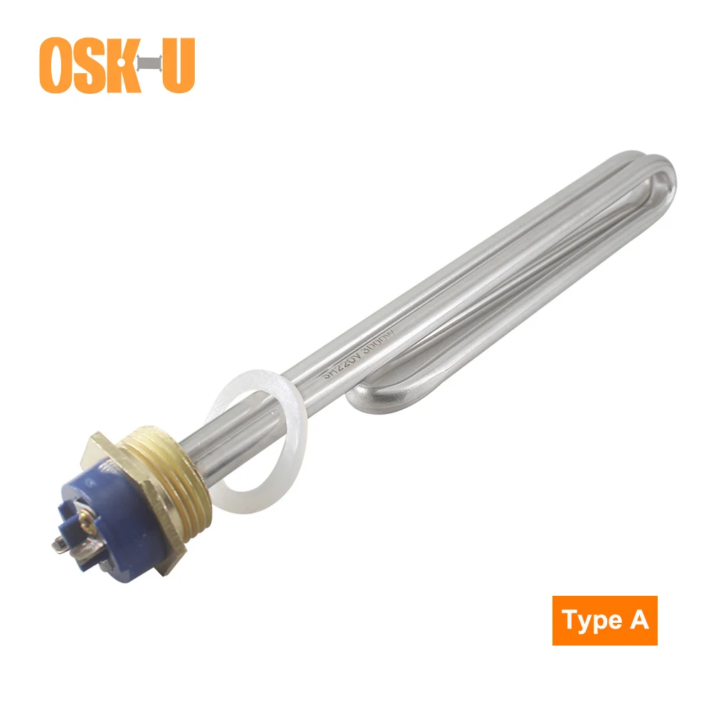 1 inch Thread Heating Element 220V Stainless Steel Tubular Water Heater Element for Solar Water Tank 2KW/3KW/4KW
