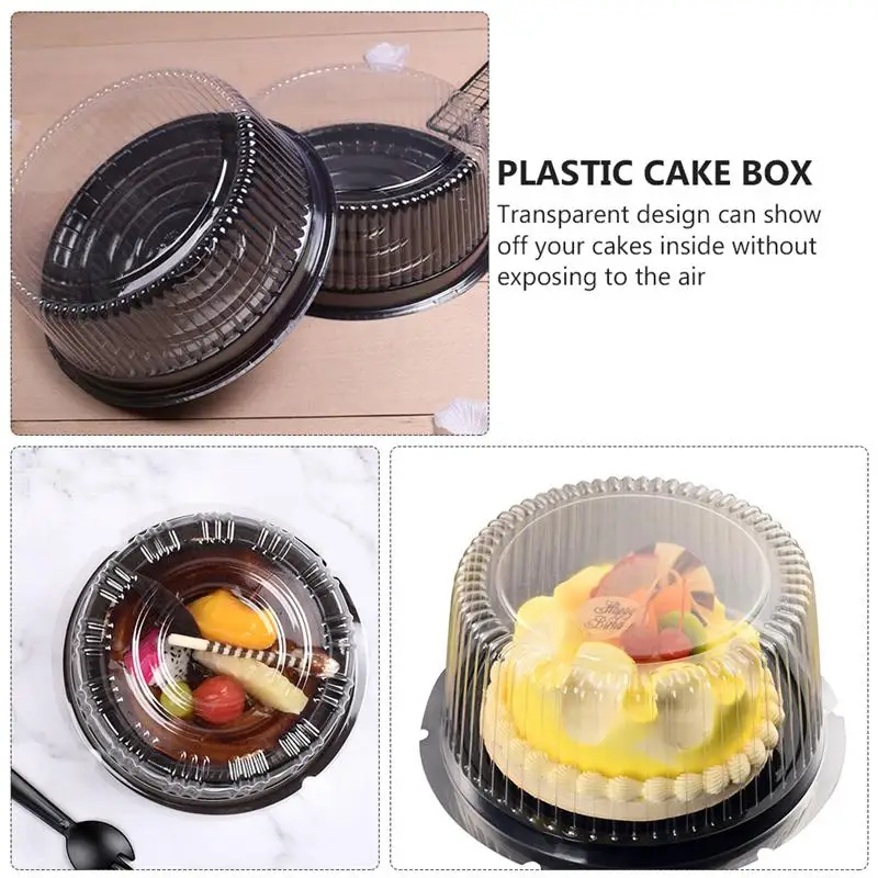 20pcs 6inch Transparent Plastic Round Shape Cake Box Portable Cheese Mousse Cupcake Packing Boxes Muffin Dome Holder |