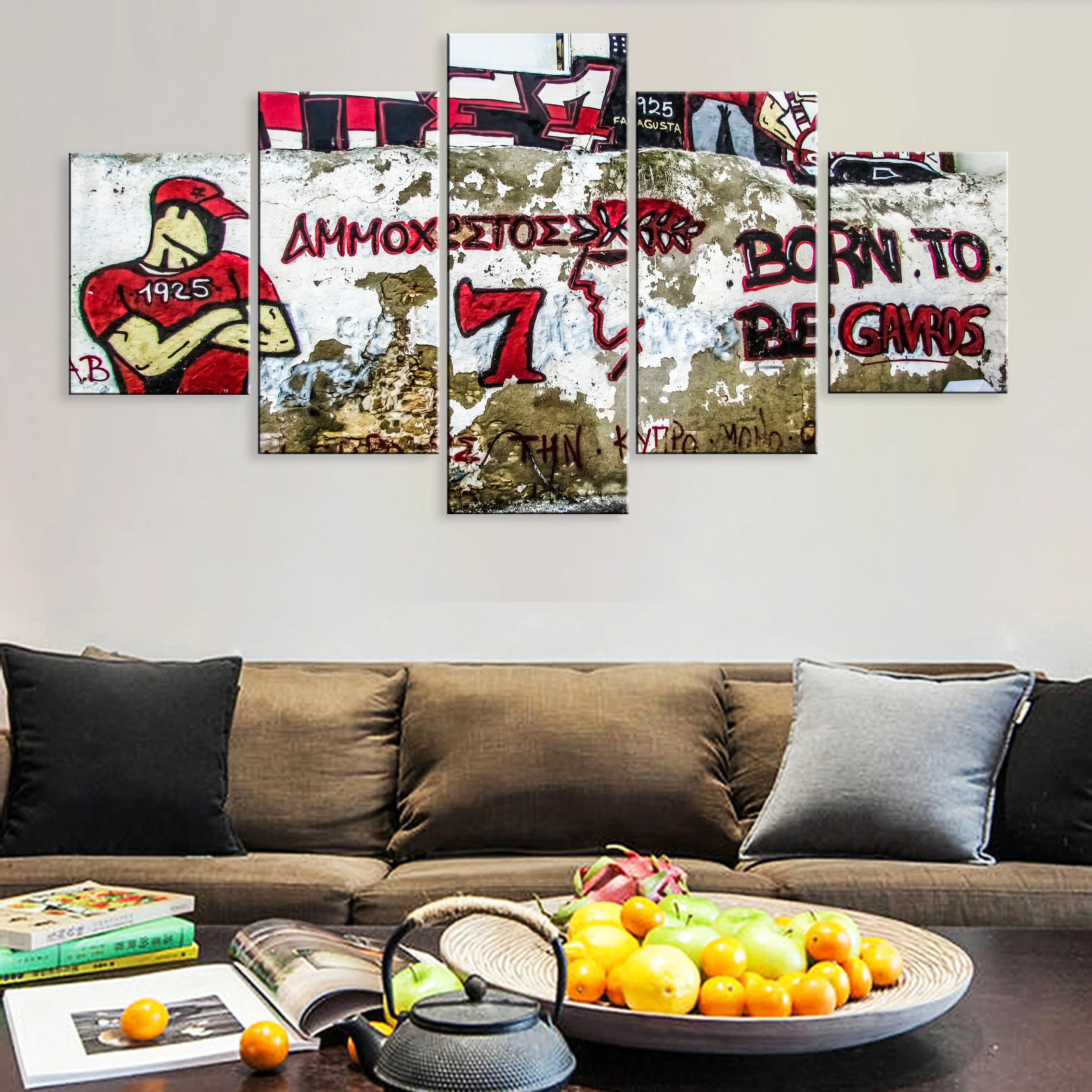 

Hd Printed 5 Pieces Landscape Poster Painting Canvas Home Decor Framework Creative Street Art Graffiti Abstract