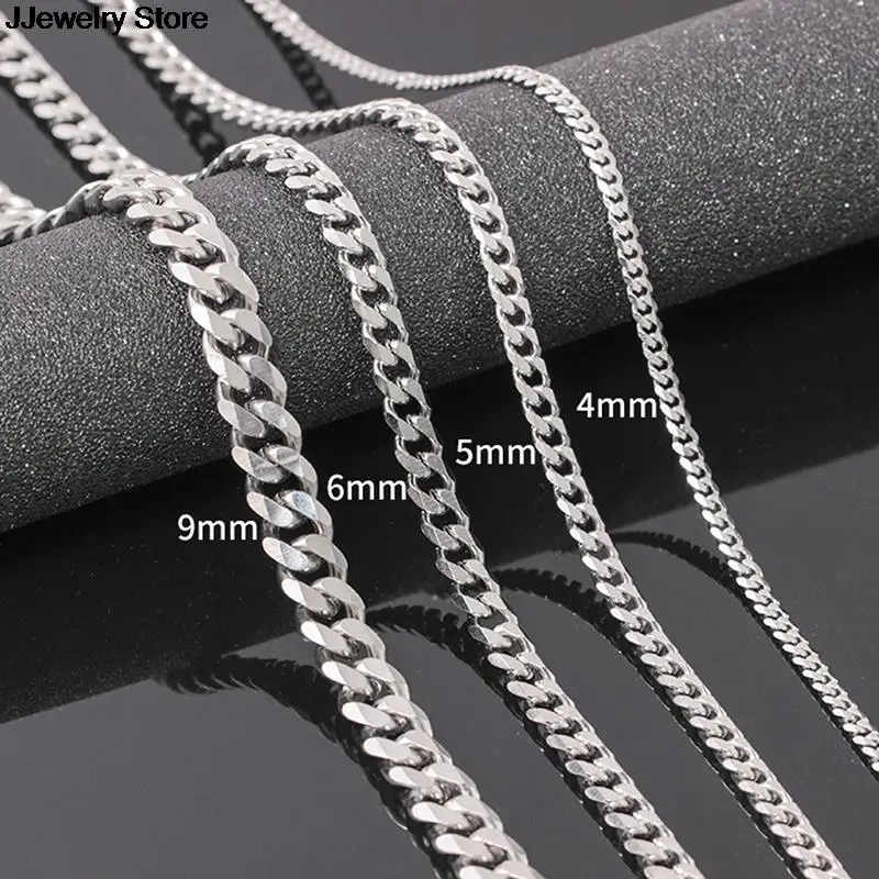 Серебряное мужское ожерелье из нержавеющей стали кубинская звеньевая цепь