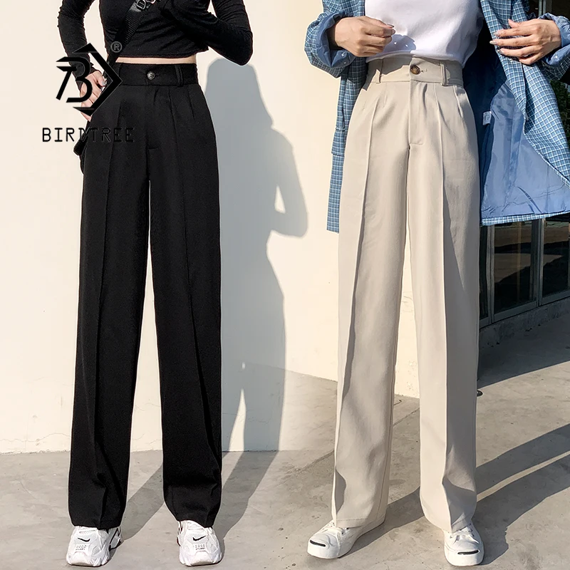Фото Весенне-летний женский корейский длинный костюм брюки простой Уайлд Высокая
