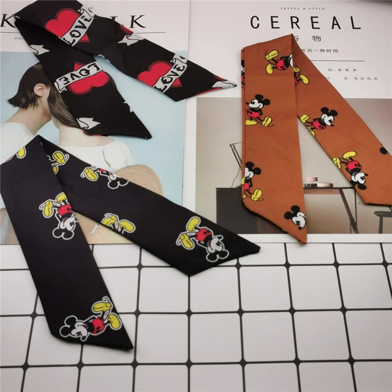 Маленький шелковый шарф для женщин с Микки Маусом новинка 2019 Сумка принтом и