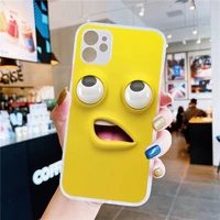 3d funny face phone case white transparent matte for iphone 7 8 11 12 s mini pro x xs xr max plus cover shell