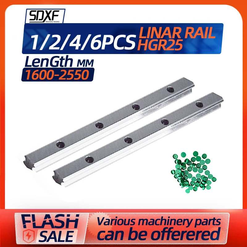 

1/2/4/6pcs linear guide rails width 25mm HGR25-1600 1700 1800 1900 2000 2100 2200 2300 2400 2500 2550mm cnc parts