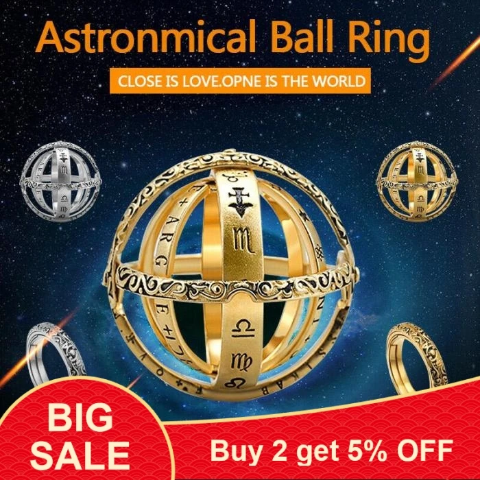 Популярное серебряное и Золотое астрономическое сферическое кольцо с шариком