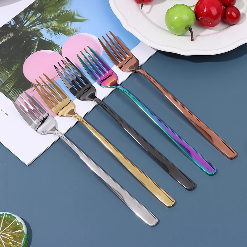 

Stainless Steel Cake Fork Gold Forks For Fruit Salad Small Rainbow Fork Useful Dessert Fork For Snack Dinnerware