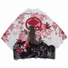 Кимоно женское в японском стиле, тонкий кардиган с принтом кои и рыбы, уличная одежда в японском стиле, свободный традиционный халат, на лето