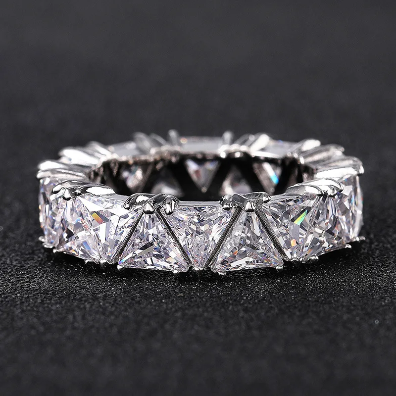 

MFY Luxury Promise Crystal Ring Zircon Engagement Wedding Rings For Women Full Triangle Cubic Zirconia New Trendy Jewelry