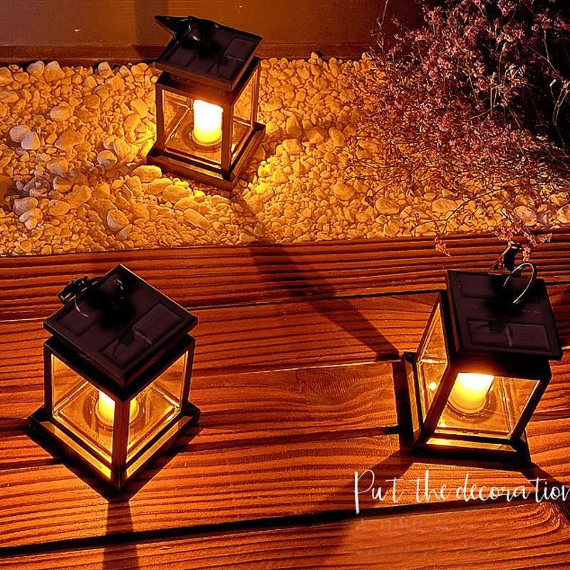 

Solar Hanging Lantern Outdoor Waterproof Flickering Candle Lamps Auto On/Off Patio Landscape Yard Solar Garden Decoration Lights