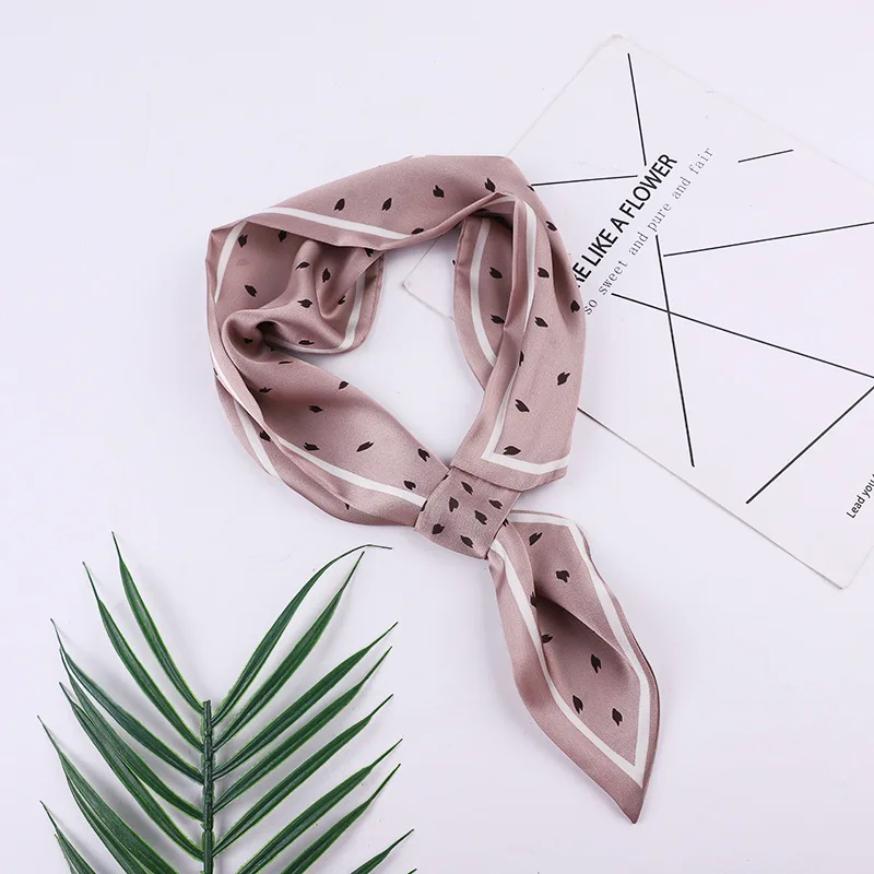 

women silk scarf Leaves Double-Sided Korean Version of the Decoration Interspersed with Streamers Print Dress Wild