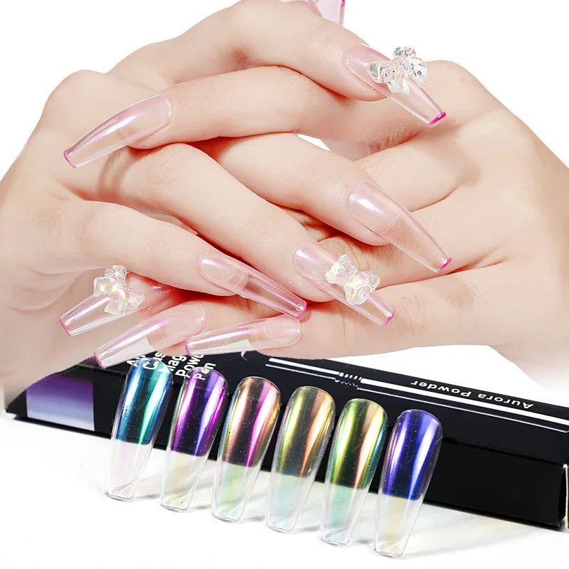 Air Cushion Aurora Chrome Pigment Magic Mirror Pen Nail Glitter Powder Translucent Chalk Local Tyrant Gold Art Manicure DIY | Красота и