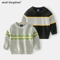 mudkingdom boys pullover sweater loose fit pull on long sleeve crew neck panelled undershirts for children autumn winter clothes