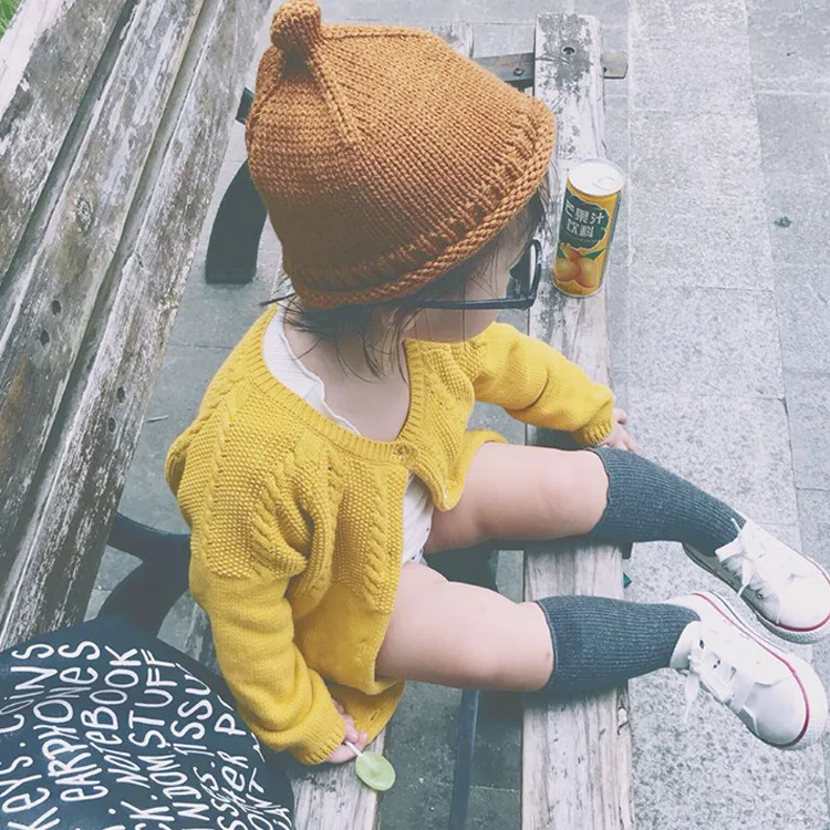 Однотонный красный Детский свитер кардиган осенняя желтая куртка пальто для