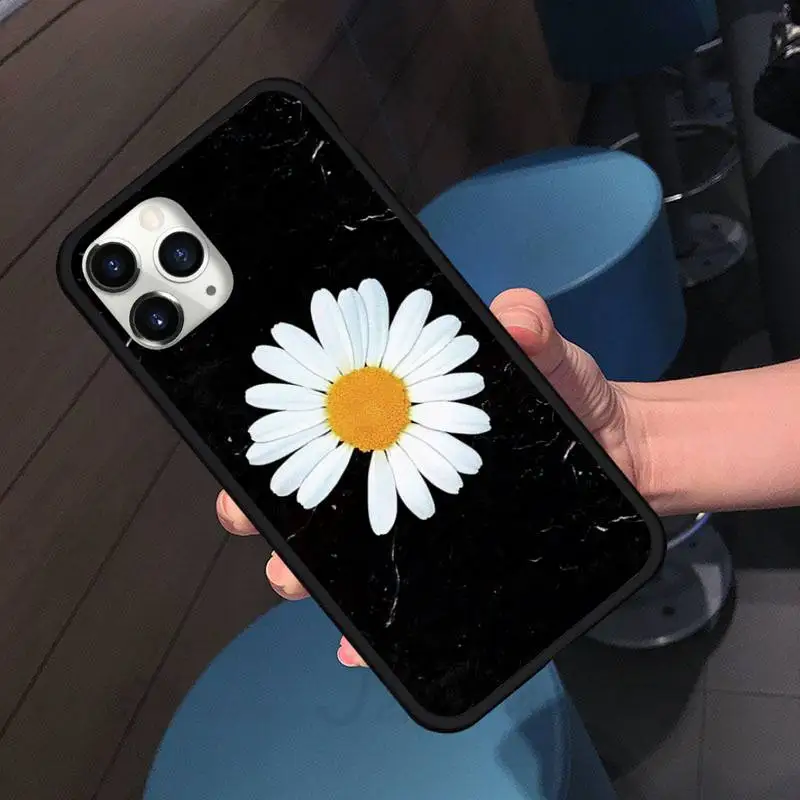 

Black White Flower Daisy Phone Case for iPhone 11 12 pro XS MAX 8 7 6 6S Plus X 5S SE 2020 XR shell cover funda