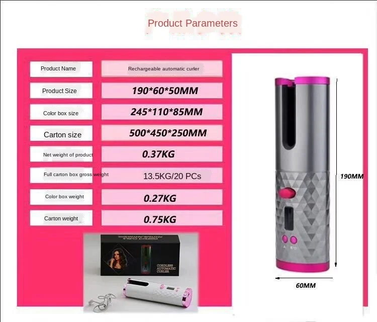 

Portable Wireless Automatic Curling Iron USB Rechargeable Air Curler for Curls Waves LCD Display Ceramic Curly 220V