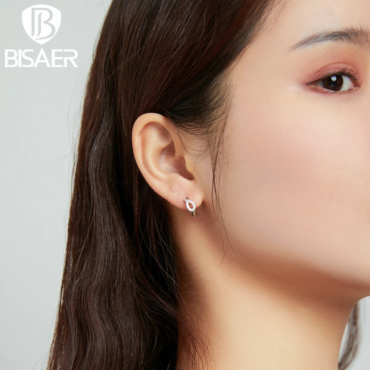 

Bisaer Real 925 Sterling Silver Iceland's love Stud Earrings For Women Wedding Engagement Earrings Fine Jewelry Gifts ECE1039