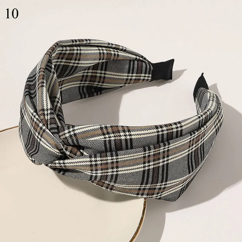 Корейский обруч для волос в клетку с перекрещивающимися узорами Широкая повязка