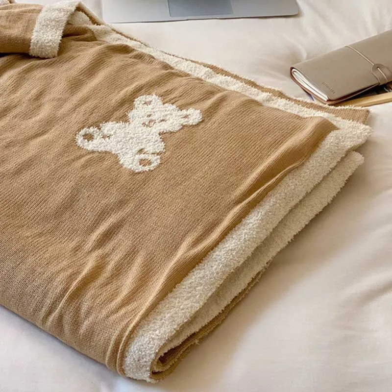 Детское трикотажное одеяло s, мягкие теплые пеленки с мультяшным медведем для новорожденных, Детские Банные полотенца 120x150 см, белье для мал... от AliExpress RU&CIS NEW