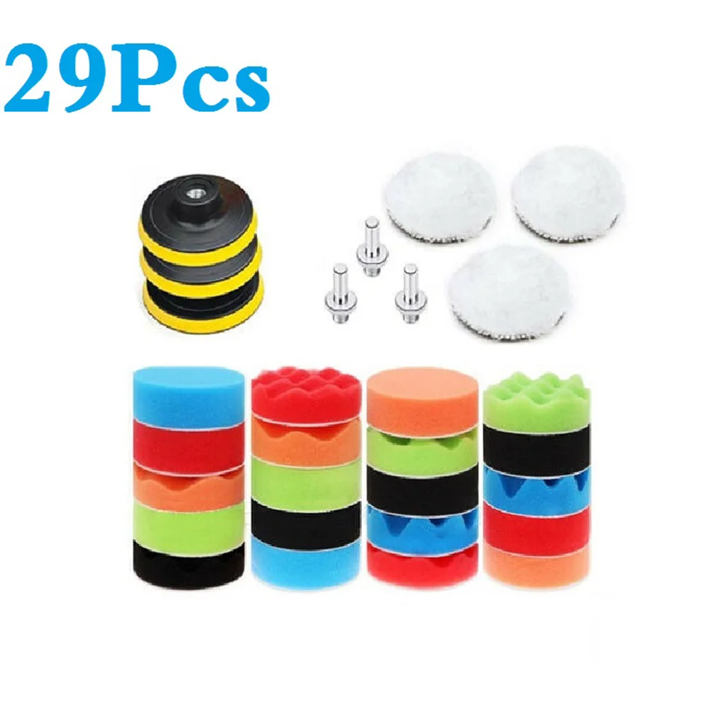 

29x Polishing Pad 29pcs/set Kit 3" Waxing Buffing For Car Polisher drill