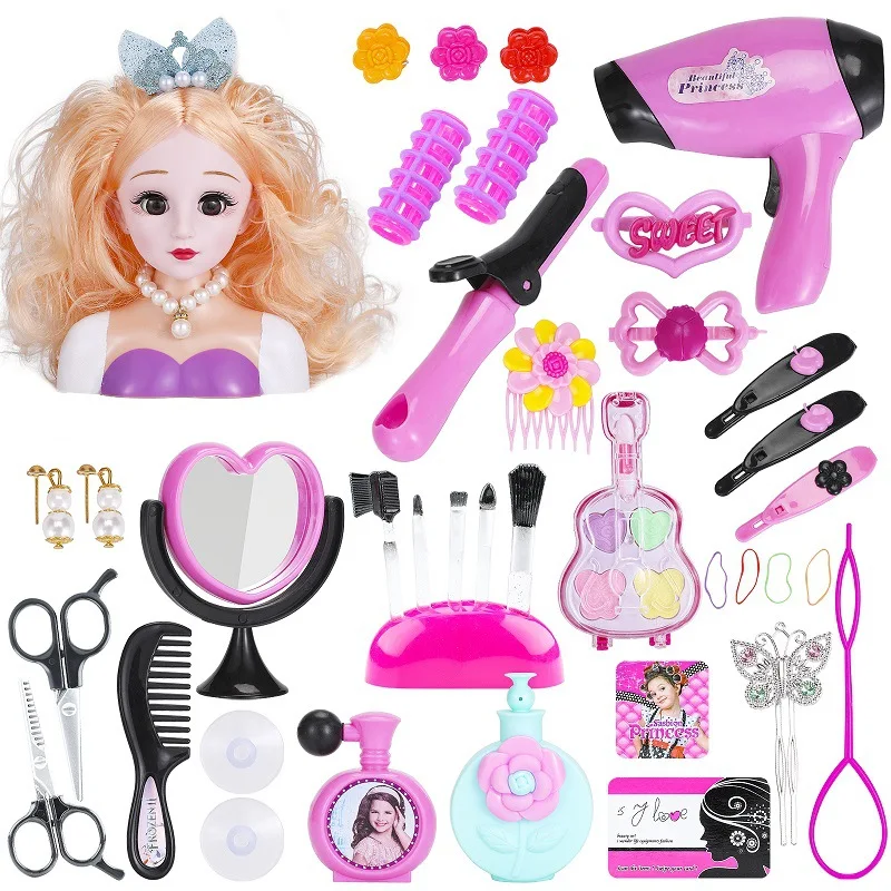 

41pcs/Lot Children's Dress Up Hairdressing Doll Playsets Set Simulation Model Girl Braided Play House Toy Gift AK139