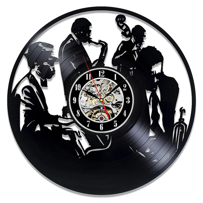 

Axophone Piano Trio Jazz виниловые настенные часы с музыкальной записью для группы, вечеринки, блюз, аксессуары, виниловый альбом, поделки, декор для му...