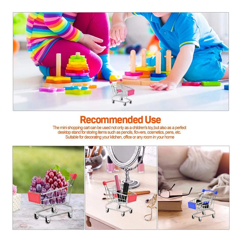 

Mini Supermarket Handcart,4Pcs Mini Shopping Cart,Supermarket Handcart Toy Model,Toy Cosmetic Storage,Sundries Storage