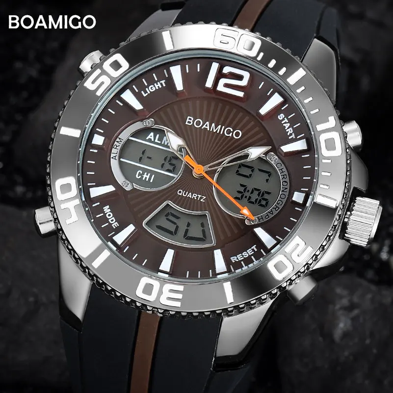 Мужские спортивные часы модные цифровые кварцевые BOAMIGO водонепроницаемые