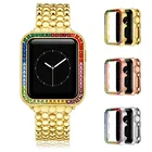 Блестящий чехол для часов, совместимый с Apple Watch 44 мм, 42 мм, 40 мм, 38 мм, цветной квадратный Алмазный чехол для IWatch 6, Se, 5, 4