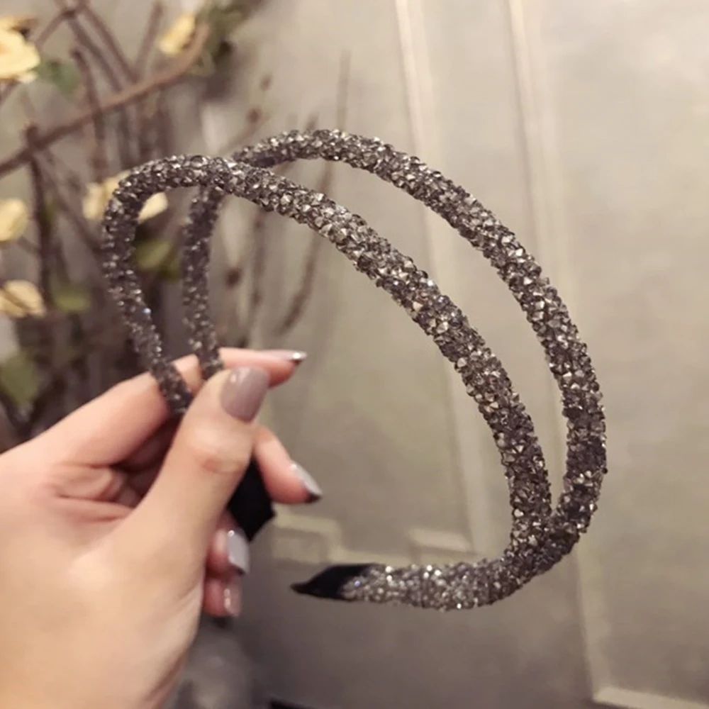 

Korea Fashion Flash Diamond Double Root Hairband Hair Accessories Headwear For Women Girls Lady Hair Hoop New