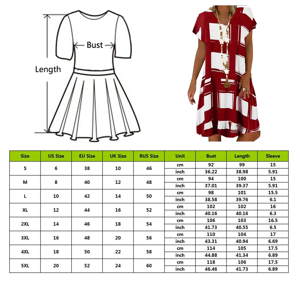

Vintage Patchwork Plaid Dress Women 2020 Summer Beach Sundress Plus Size Short Sleeve Bohemian Party Dresses 5XL