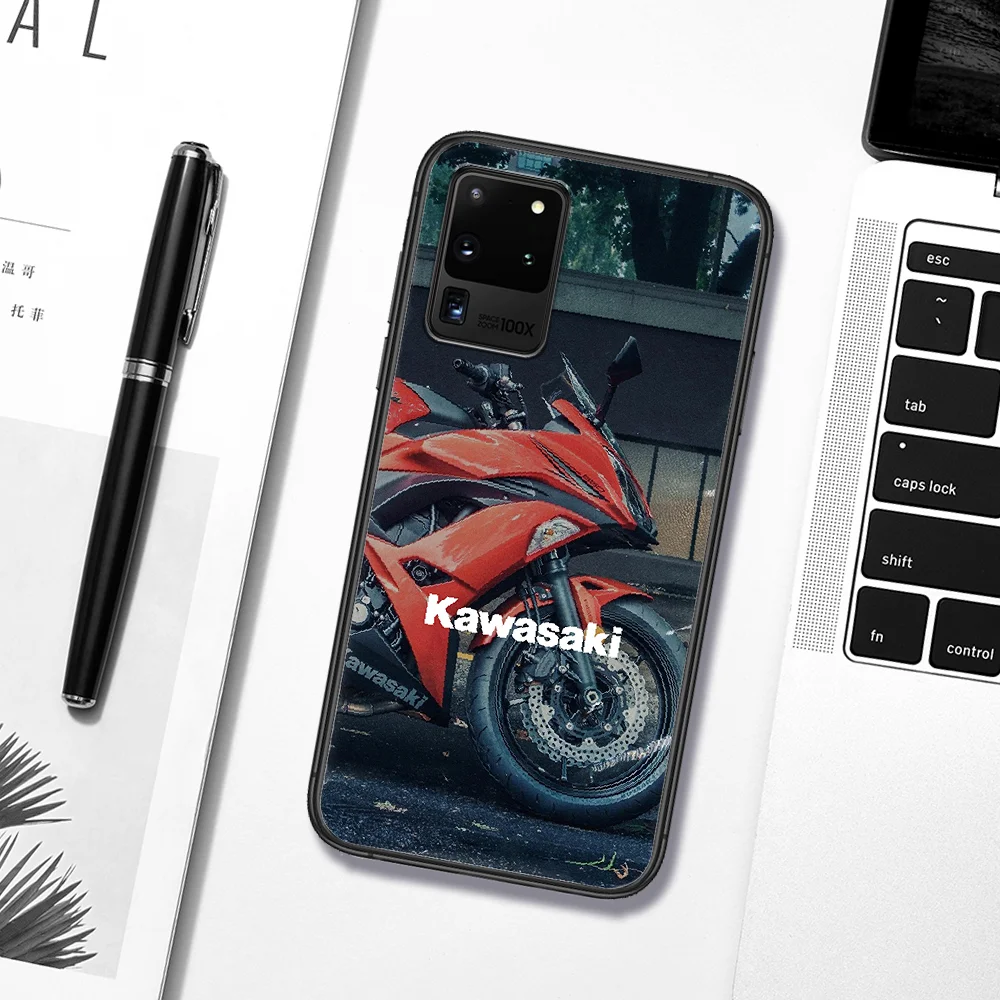 

Motorcycle Brand Kawasaki Phone Case For Samsung Galaxy S 6 7 8 9 10 E 20 UITRA FE 21 Edge Note 8 9 10 Plus black Waterproof