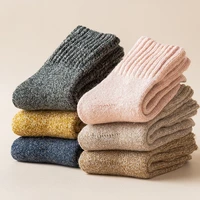 super thick wool socks women heavy fleece wool looped socks warm ribbed female middle socks pure winter thermal sox calcetines