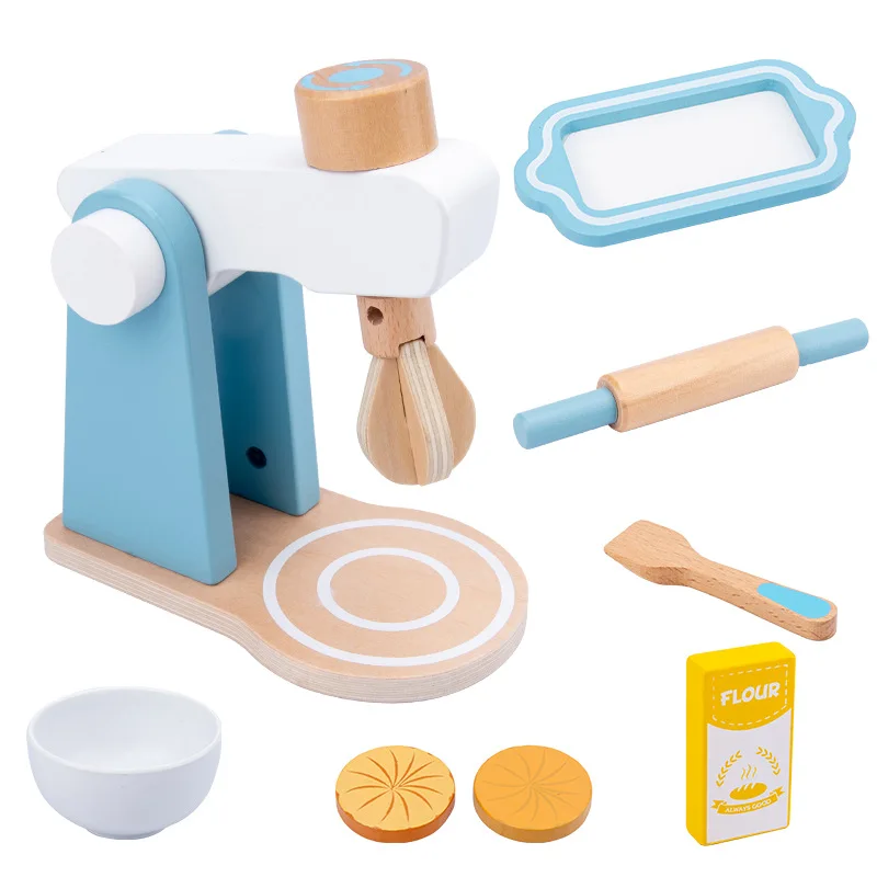 

Wooden Kitchen Pretend Play Toy Simulation Wooden Coffee Machine Toaster Machine Food Mixer Baby Early Learning Educational Toys