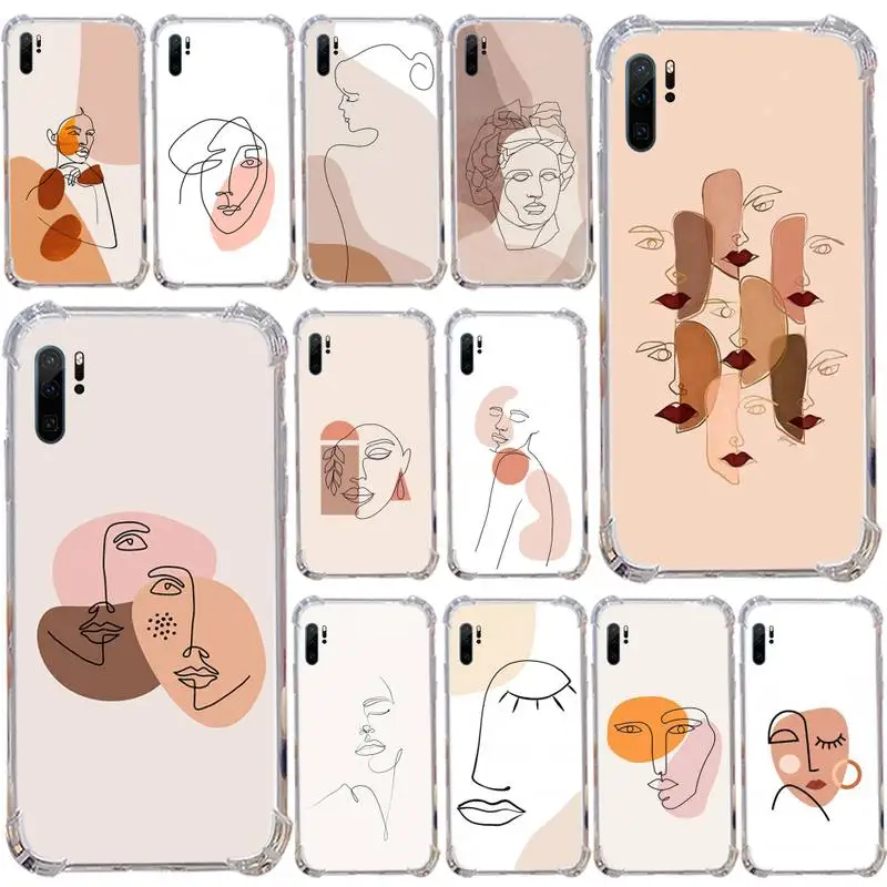 

Art Retro Abstract face Geometry Phone Transparent Samsung s9 s10 s20 Huawei honor P20 P30 P40 xiaomi note mi 8 9 pro lite