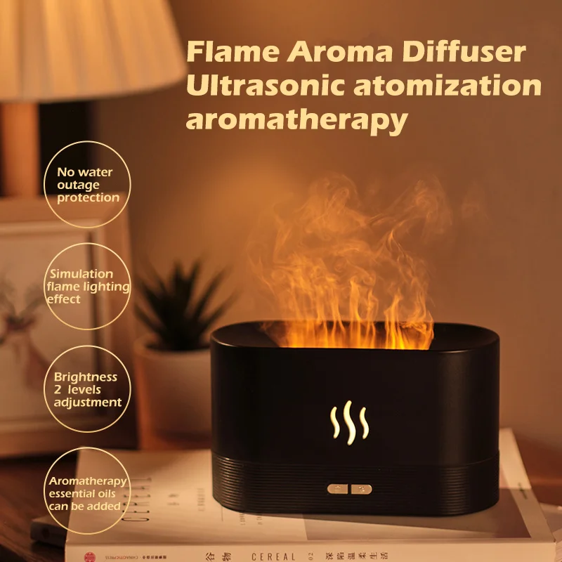 

180ML USB Essential Oil Diffuser Simulation Flame Ultrasonic Humidifier Home Office Air Freshener Fragrance Sooth Sleep Atomizer