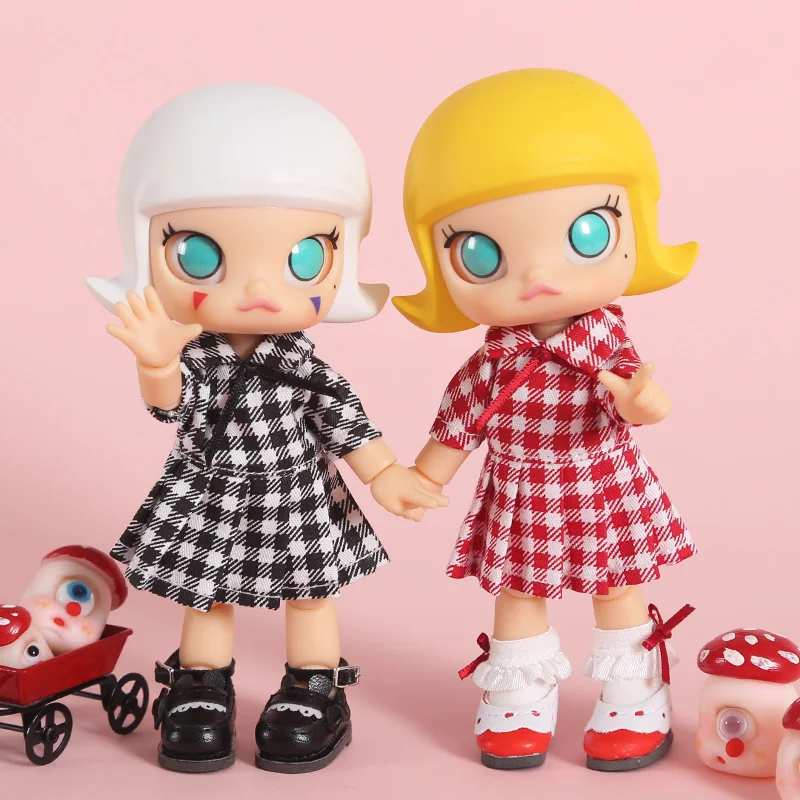 

Ob11 детское платье 1/12 BJD Кукольное платье Молли маленькая красная Кепка круглая кукольная одежда юбка