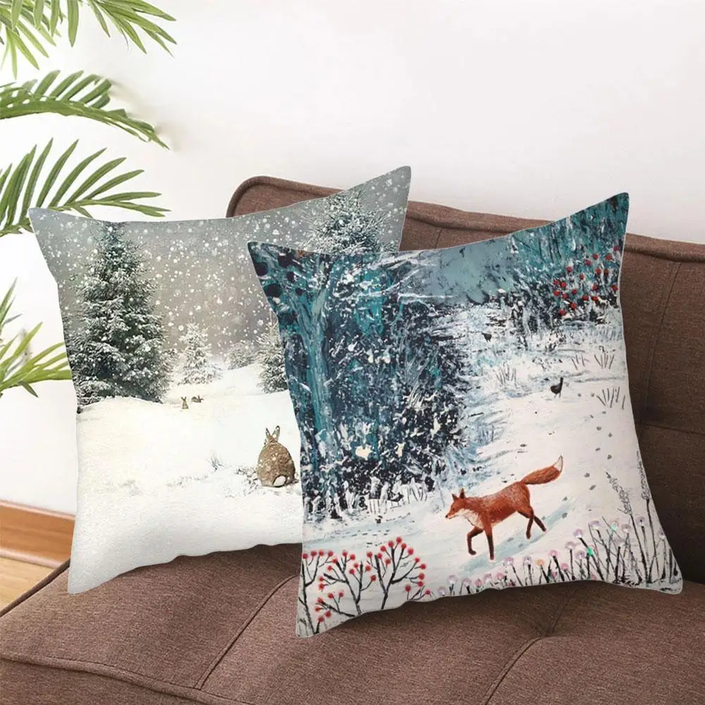 

Animal In Forest Rabbit Pattern Linen Cushion Cover Decorative For Home Sofa Chair Car Friend Kids Bedroom Gift Pillow N7u5
