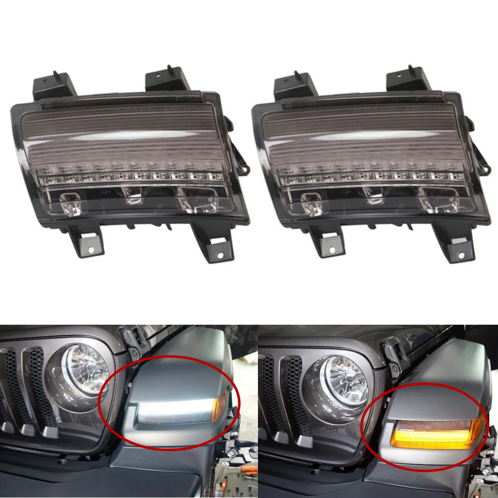Для Jeep JL Led переднее крыло вспышек светильник Белый DRL Янтарный указатель