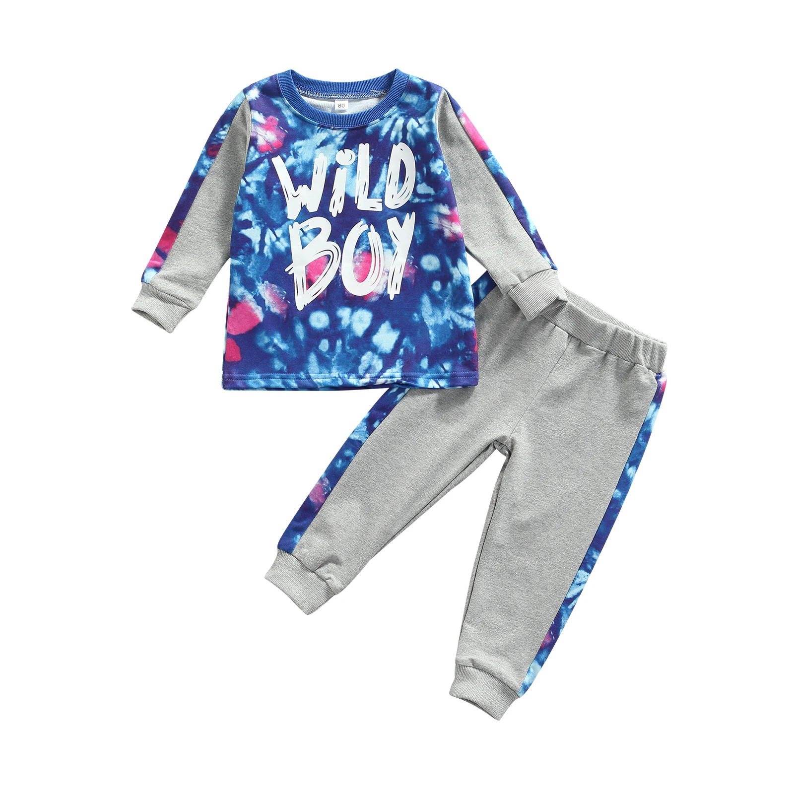 

Осенне-осенний комплект из 2 предметов для маленьких мальчиков, пуловер с длинным рукавом, топы с завязкой, длинные брюки, комплект детской одежды, 2021