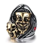 Мужской винтажный Готический большой и маленький клоун Байкерский браслет панк рыцарь Ювелирное кольцо в стиле панк