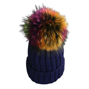 Adult Kids Winter Ribbed Knitted Beanie Hat with Detachable Colorful Pom Pom Windproof Ski Cuffed Skull Cap Ear Warmer Adult Kids Winter Ribbed Knitted Beanie Hat with Detachable Colorful Pom Pom Windproof Ski Cuffed Skull Cap Ear Warmer