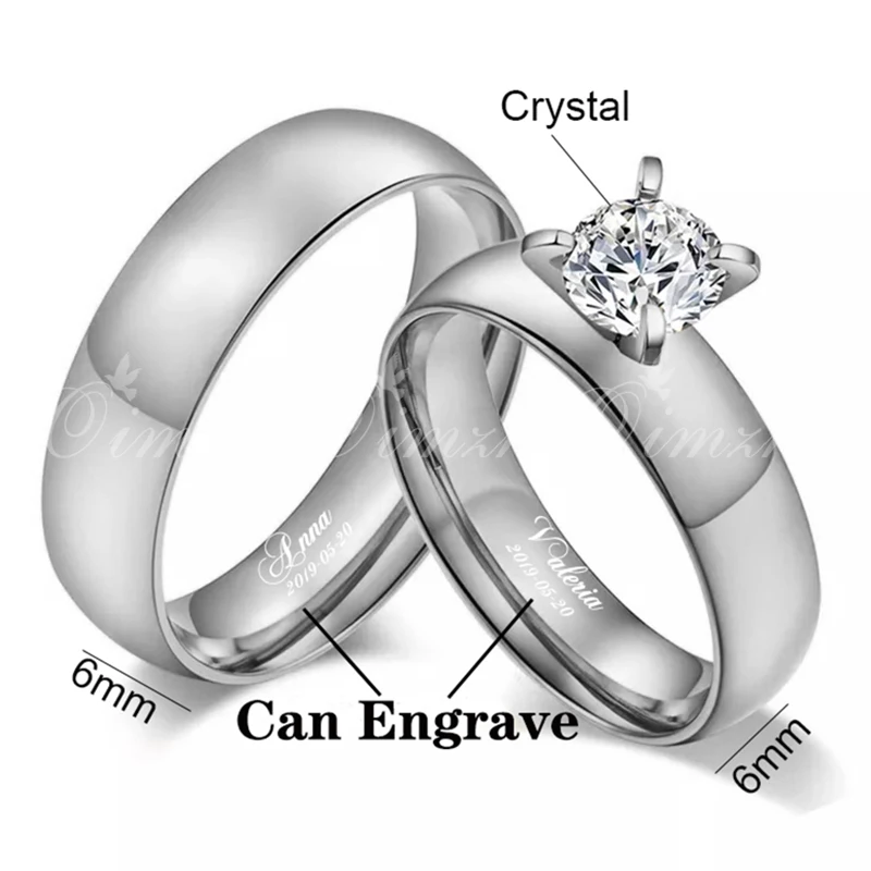 Oimzhe Bling кубический циркон свадебные кольца для пары Золото Титан Нержавеющая